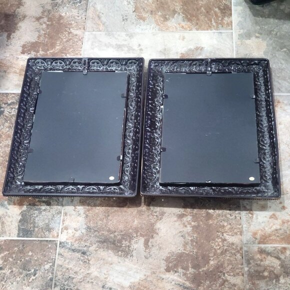 Wall Hanging Decor Mirror Metal Floral Pattern Overlay Wrought Metal Frame - Picture 7 of 13